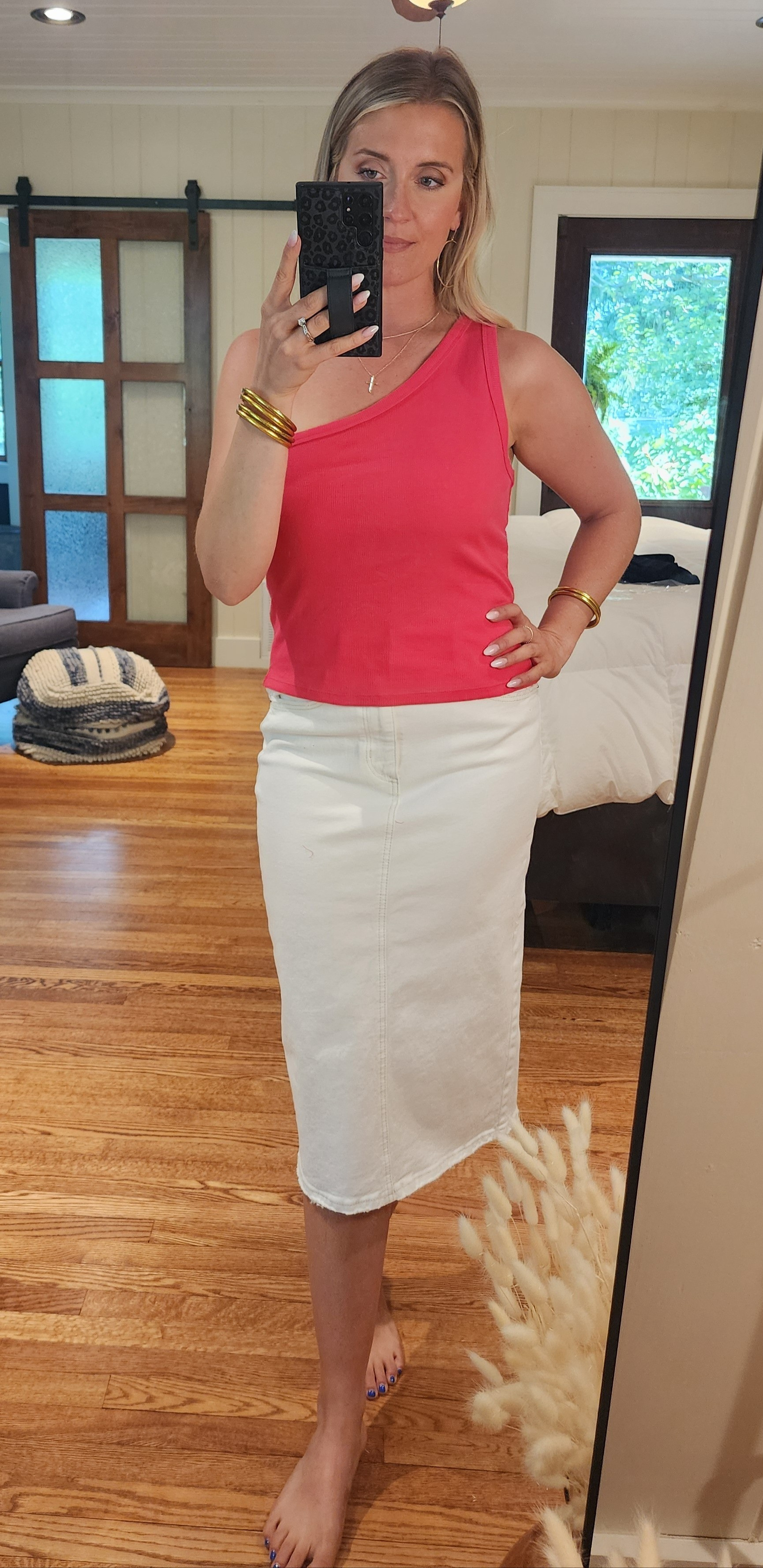 Festive and fun! This one shoulder look from Anthropologie is a stunner! Such a fun pop of color. I'm in a small. #Anthropologie #summertops #oneshoulder

#LTKSeasonal #LTKFindsUnder50