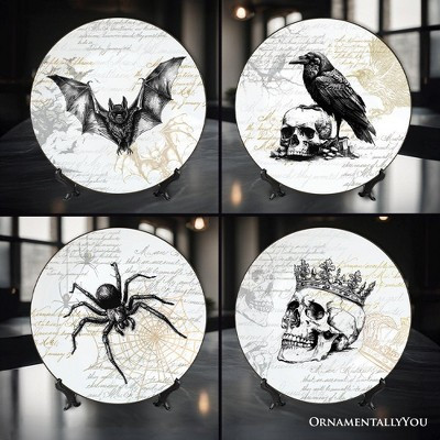 Gothic Elegance Set of 4 Plates with Real Gold Trim, Halloween Tableware Collection for Salad, Dessert, Appetizer, and Side Plates| OrnamentallyYou | Target