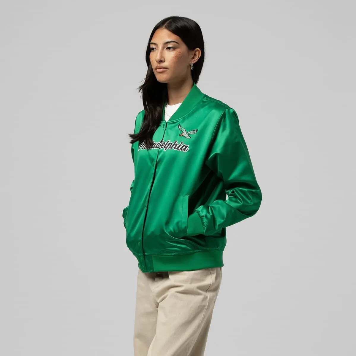 Mitchell & Ness Women's Mitchell & Ness  Kelly Green Philadelphia Eagles Full-Snap Satin Jacket (... | Nordstrom