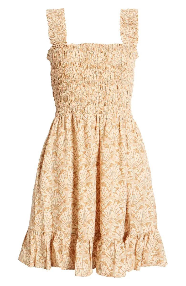 Madewell Linen-Blend Lucie Smocked Tank Mini Dress in Painted Seashells | Nordstrom | Nordstrom