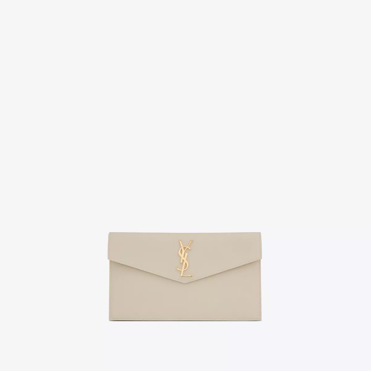 Uptown Pouch In Grain De Poudre Embossed Leather White One Size | Saint Laurent Inc. (Global)