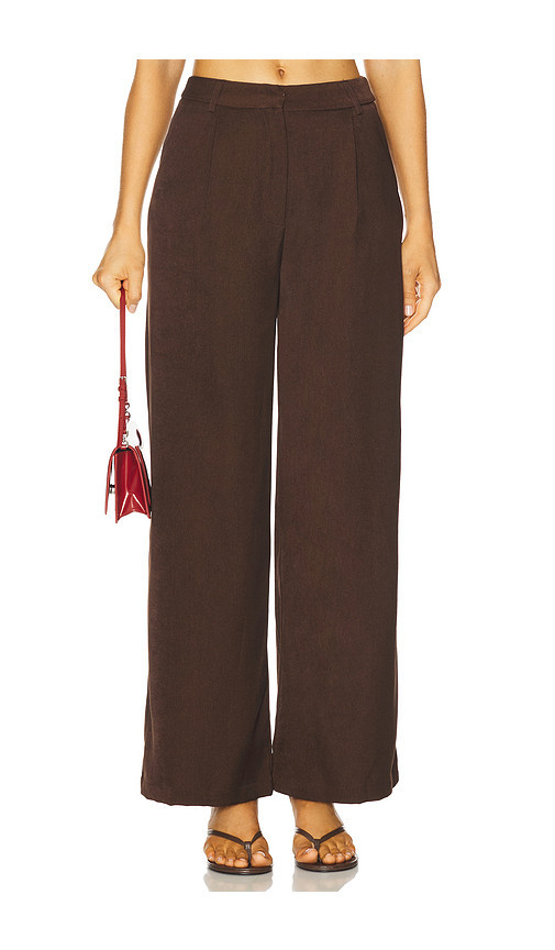Runaway The Label Arla Wide Leg Pants in Chocolate. Size M. Also in L, S, XL, XS. | Revolve Clothing (Global)