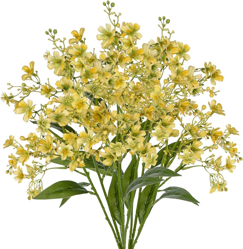 Hollyone Artificial Daphne Flowers with Long Stem 3Pcs Faux Light Yellow Flowers 28.3” Fake Spr... | Amazon (US)