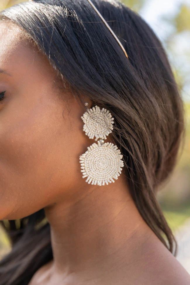 Summertime Glamour White Beaded Earrings | The Pink Lily Boutique