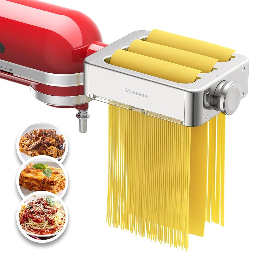 All Metal Pasta Attachment 3 In 1 Set For Kitchenaid Stand Mixer, Included Pasta Sheet Roller, Sp... | Amazon (US)