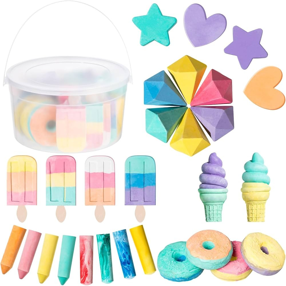 Ctosree 28 Pcs Sidewalk Chalk Ice Cream Donuts Chalk Sets for Kids Drawing Supplies for Indoor an... | Amazon (US)