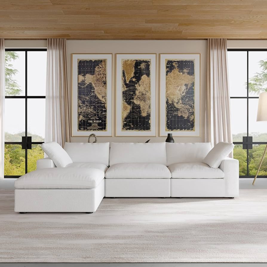 Cloud Modular Sectional Sofa with Storage Ottoman,120.45" Down Filled Comfort L Shaped Sofa Couch... | Amazon (US)