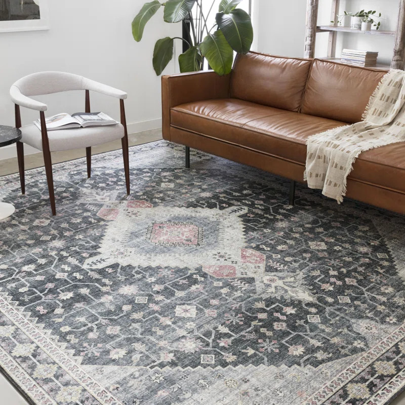 Gelo Performance Charcoal Gray / Pink Rug | Wayfair North America