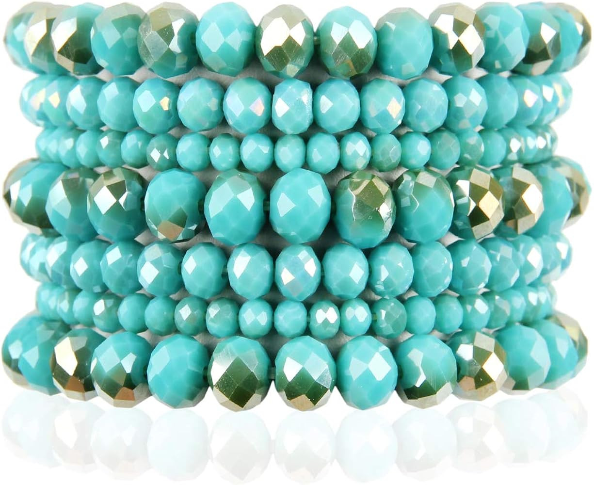 RIAH FASHION Bohemian Multi-Layer Beaded Stacking Statement Bracelets - Versatile Stretch Strand ... | Amazon (US)