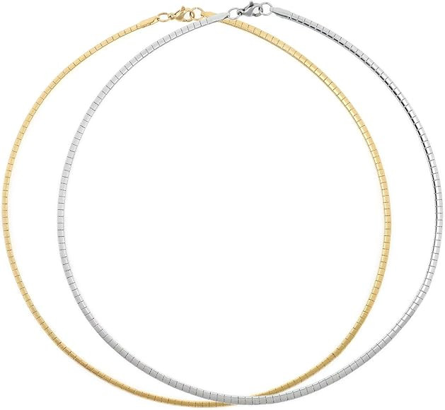 BOUTIQUELOVIN Set of 2 Women Chain Choker Necklace | Omega Chain Chokers Necklaces Set for Women ... | Amazon (US)