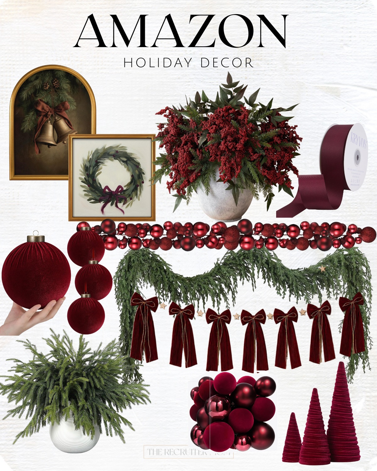 Burgundy and greenery are the perfect way to decorate for the holidays! Check out my favorite picks from Amazon! #HolidayDecor #AmazonFinds #burgundyholiday 

 #LTKSeasonal #LTKHome