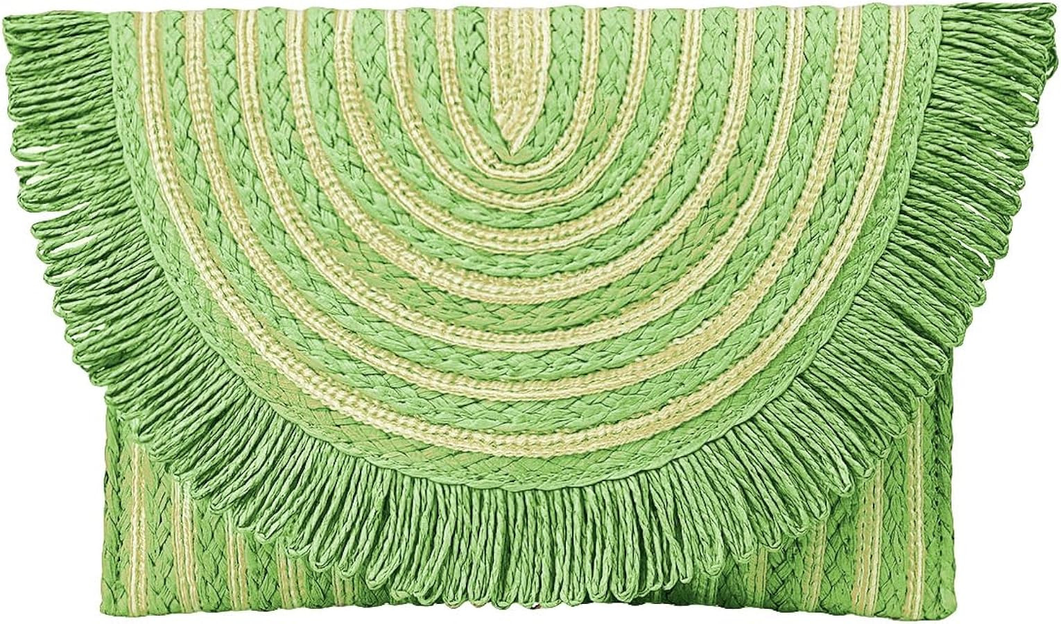 Verdusa Women's Fringe Straw Clutch Handbags Envelope Woven Summer Beach Bags | Amazon (US)