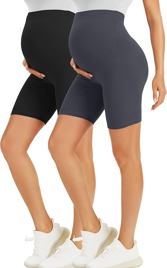 BONVIGOR Maternity Shorts Over The Belly - 5" Biker Workout Yoga Active Athletic Pregnancy Short ... | Amazon (US)