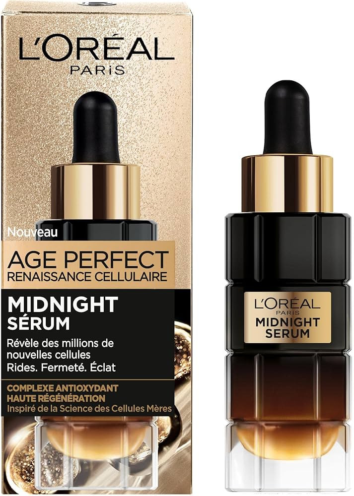 L'Oréal Paris - Midnight Sérum Visage Anti-Âge - Soin Anti-Rides, Éclat et Fermeté - Au Comp... | Amazon (FR)