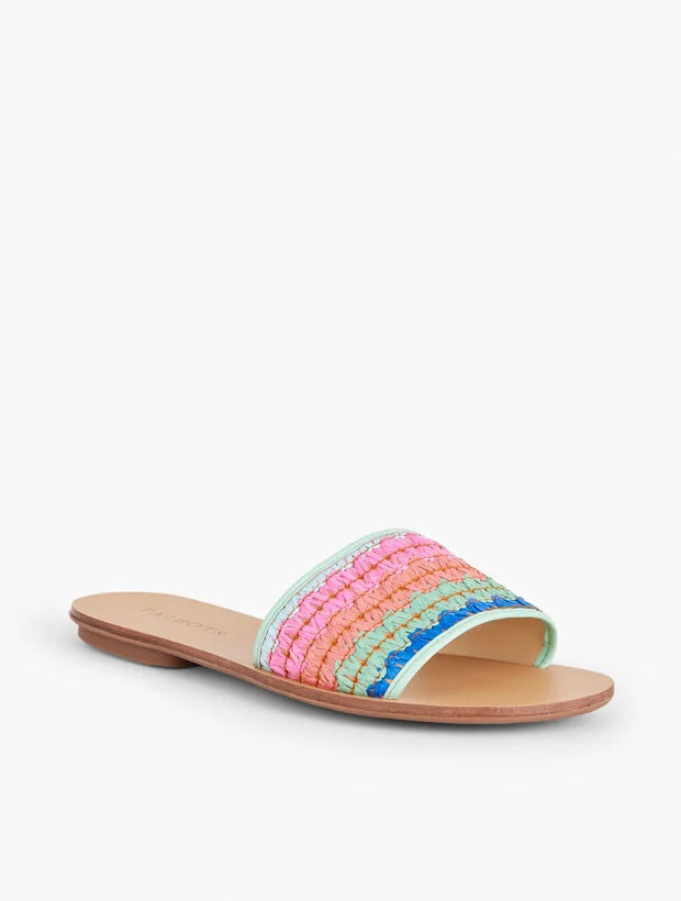 Hannah Zig-Zag Stripe Straw Slides | Talbots