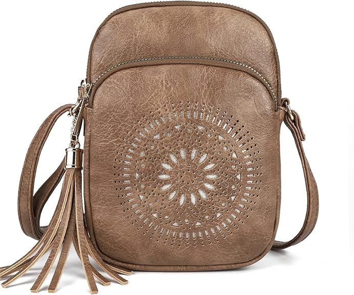 Triple Zip Crossbody Bags for Women Small Cute Cell Phone Purse and Boho Cross body Handbags,Vega... | Amazon (US)