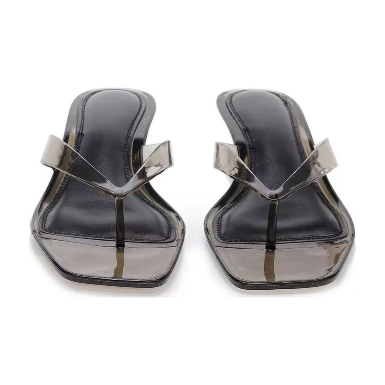 otnbgsr Jelly Shoes Sandals for Women Kitten Heel Clear Thong Sandals Square Open Toe Flip Flops ... | Walmart (US)