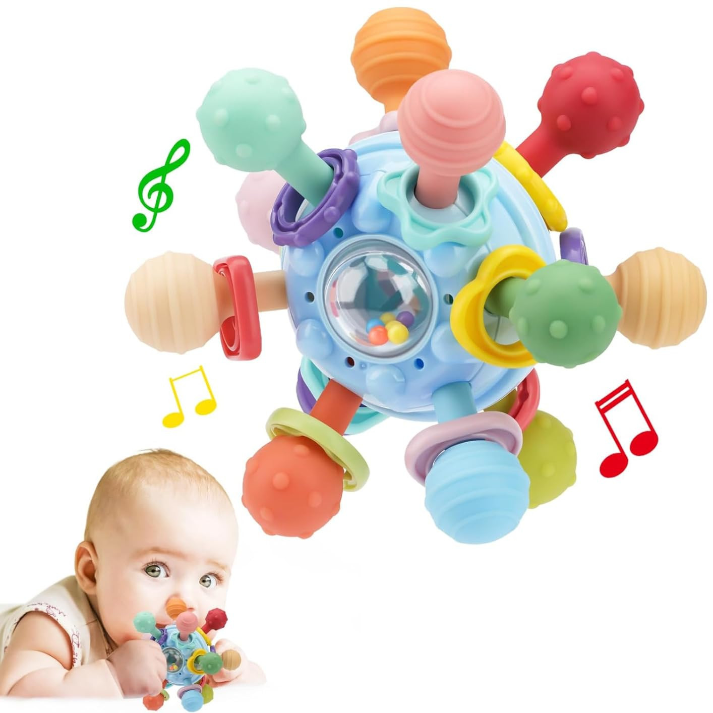 TOHIBEE Baby Montessori Sensory Toys for 0-6 6-12 Months, Food Grade Teething Toys for Babies 0 3 6 9 12 18 Months, Newborn Infant Learning Developmental Toys Gifts for 1 2 Year Old Boys Girls | Amazon (US)