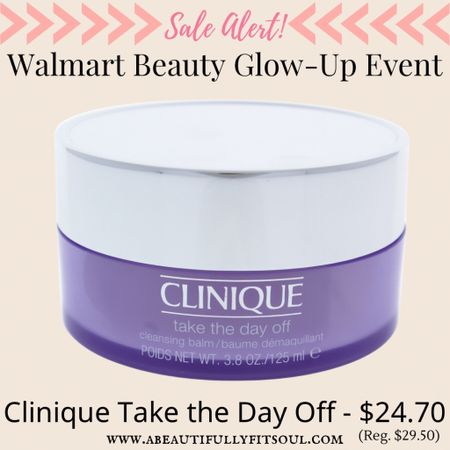 Walmart Beauty Glow-Up Event. Clinique take the day off cleansing balm. $24.70 down from $29.50 

#LTKbeauty #LTKsalealert
