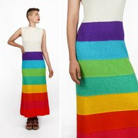 Colorful Vintage 1960S/70S Sleeveless Rainbow Striped Knit Maxi Column Dress By Designer St. John Kn | Etsy (US)