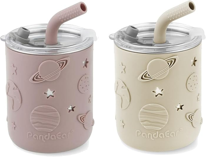 PandaEar 2 Pack Stainless Steel Cups with Lids & Silicone Sleeves | 8.8 oz Spill Proof Sippy Cups... | Amazon (US)