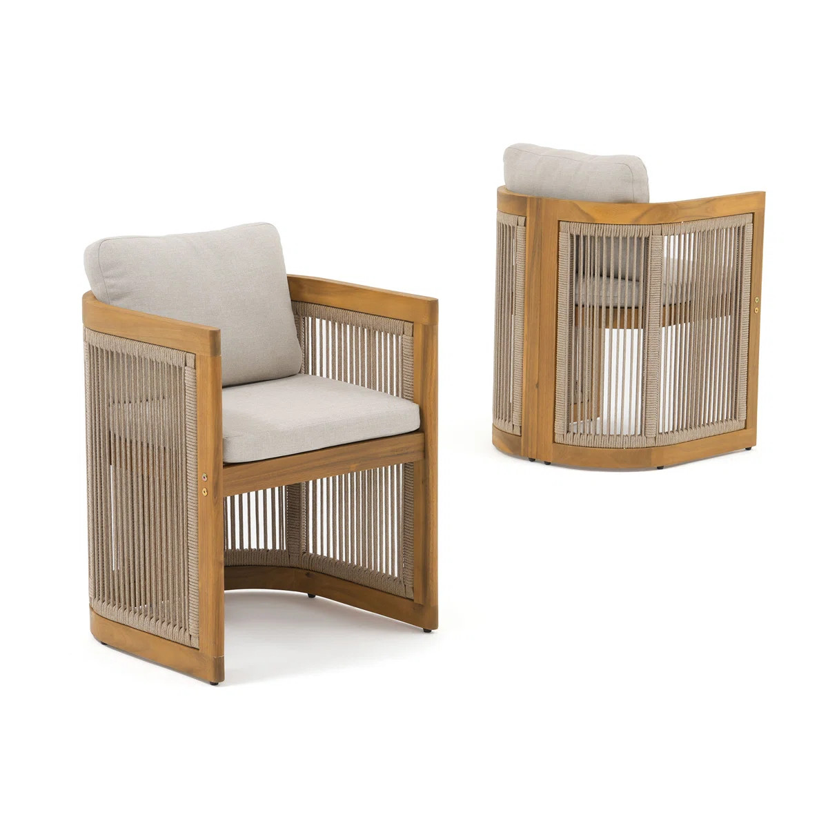 Januita Outdoor Acacia Wood Dining Chair With Cushions (Set of 2) | Wayfair North America