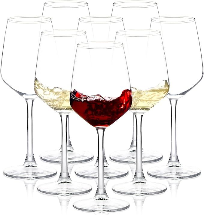 Long Stem Wine Glasses Set of 8, 12oz Clear Red/White for Party, Wedding and Home | Amazon (US)