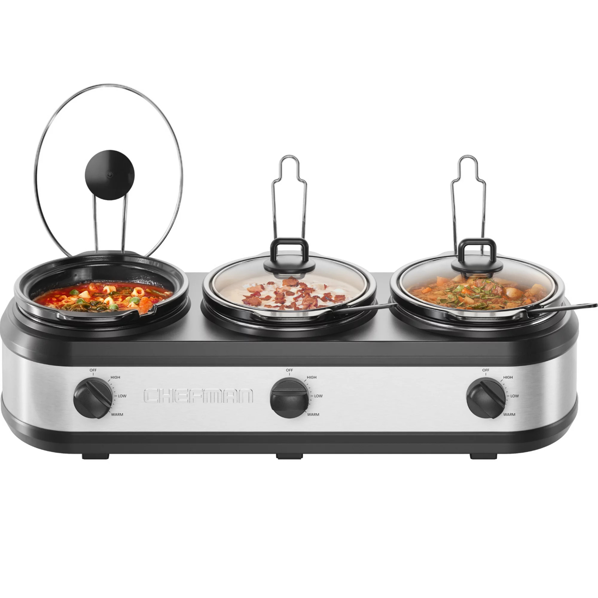 Chefman Triple Slow Cooker & Buffet Server, Silver | Kohl's