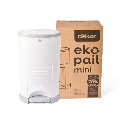 Diaper Dekor EKO Mini Diaper Pail, White | ONLY Eco-Friendly Diaper Pail Made with 70% Recycled Materials | Hands-Free: Step–Drop–Done | Cost-Effective Refill System | Amazon (US)