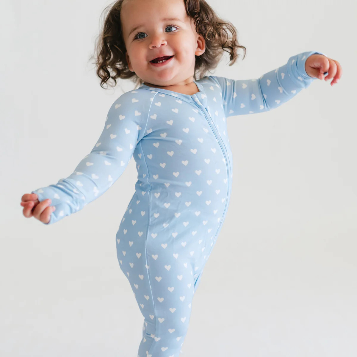 Infant Romper in Blue Hearts | Silks Design
