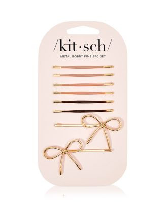 Metal Enamel Puffy & Bow Bobby Pins - Rosewood, Set of 8 | Bloomingdale's (US)