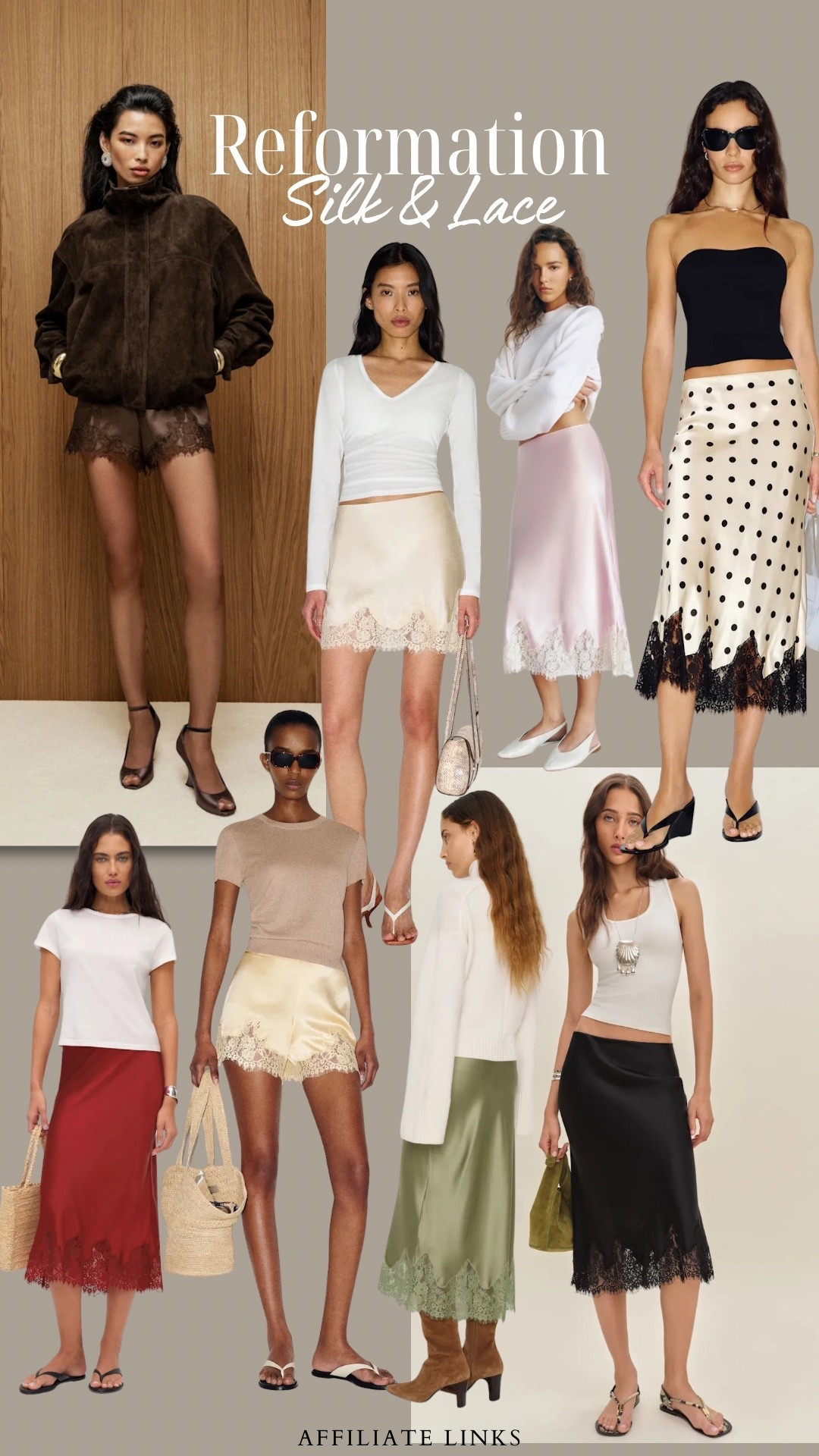 #Ad @Reformation 
Silk & Lace Picks from Reformation 🤍  the perfect addition to your wardrobe by adding a feminine elegant touch! Choose your regular size for a nice fit, with a stretch band

#LTKeurope #LTKstyletip #LTKspring