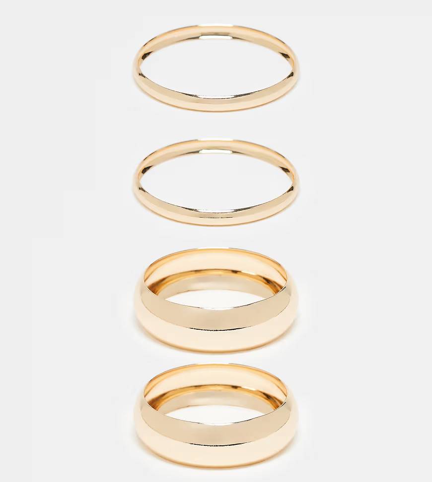 ASOS DESIGN Curve pack of 4 shiny gold bangles | ASOS (Global)