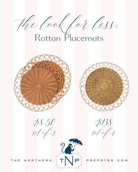 Look for Less: Rattan Placemats
2 for only $8.50 on sale now!

#LTKsalealert #LTKxTarget #LTKhome