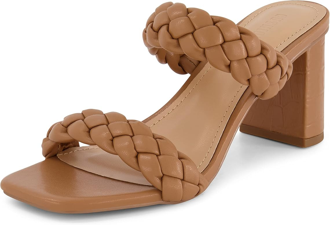 Dunes + CUSHIONAIRE Technology Women's Iris braided Heel Sandal +Memory Foam Insoles and Wide Widths | Amazon (US)