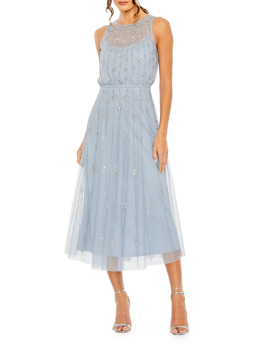 Crystal-Embellished Tulle Midi-Dress | Saks Fifth Avenue