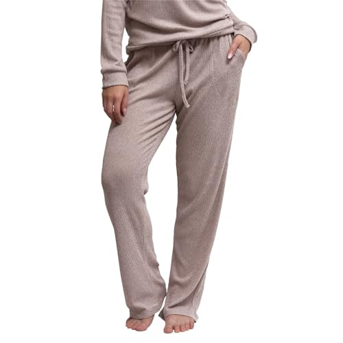 Hello Mello CuddleBlend Women’s Comfortable Lounge Wide Leg Pajama Pants Elastic Waistband with Side Pockets - Pink, Medium | Amazon (US)