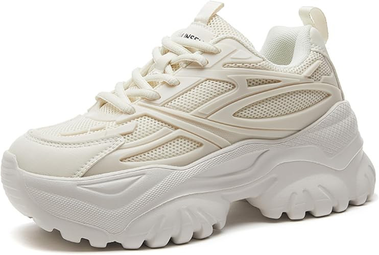 Womens Breathable Mesh Platform Chunky Sneakers Fashion Lace Up Non-Slip Shoes Casual Dad Walking... | Amazon (US)