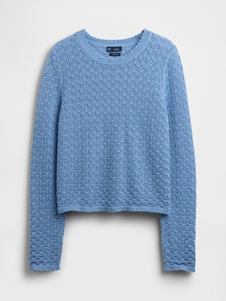 100% Cotton Pointelle Crop Sweater | Gap (CA)