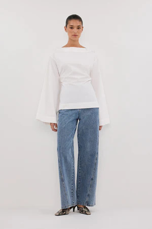 IVY WHITE LONG SLEEVE TOP | DISSH