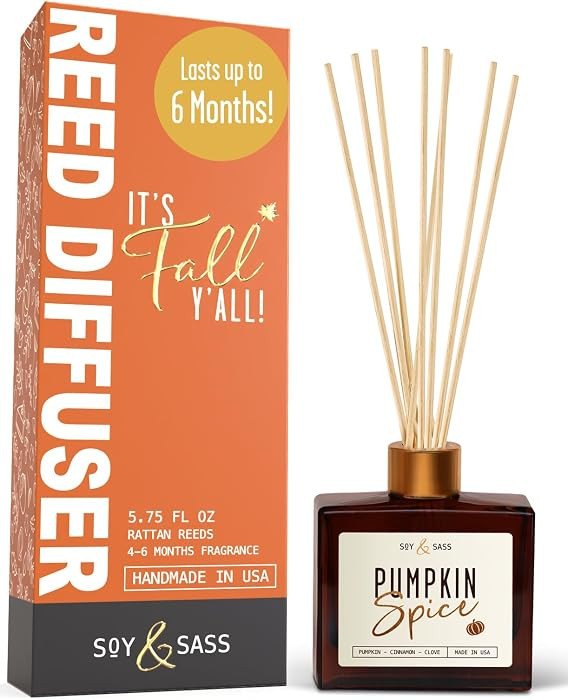Pumpkin Spice Reed Diffuser, Fall Reed Diffuser Set - Infused w/Essential Oils I Pumpkin Diffuser... | Amazon (US)