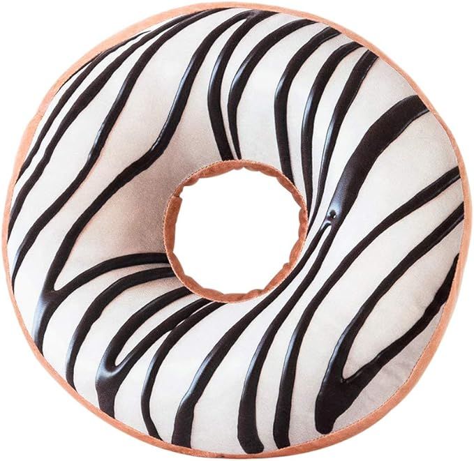 HYSEAS Round Throw Pillow 14 Inch Chocolate White Donut, 3D Digital Print Decorative Comfortable ... | Amazon (US)