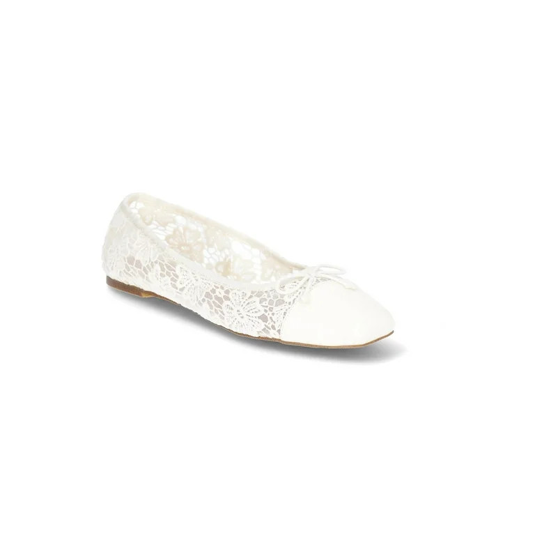 Time and Tru Women's Square Toe Lace Ballet Flats, Sizes 6-11 | Walmart (US)