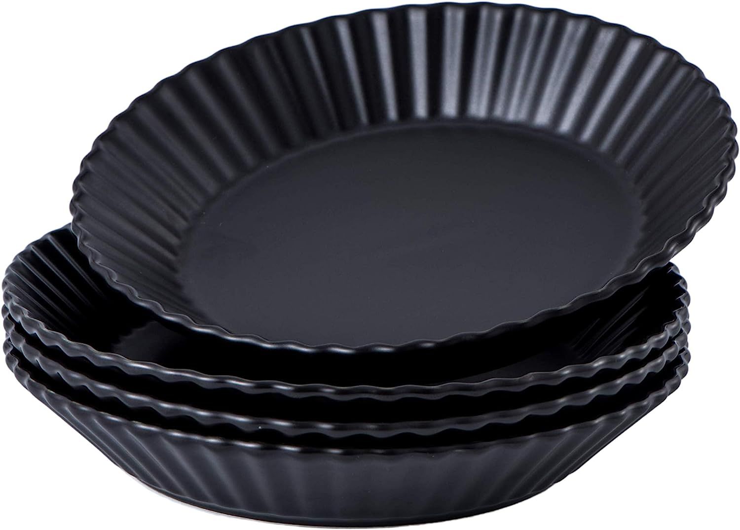 Dinner Plates Plate Set of 4 Elegant Matte 8" Round Ceramic Restaurant Serving Inner Fluted Desse... | Amazon (US)