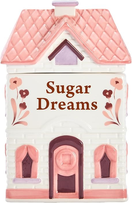 Bico Spice Cottages 7.5-Inch Pink Ceramic Cookie Jar, Hand-Painted House-Shaped Airtight Containe... | Amazon (US)