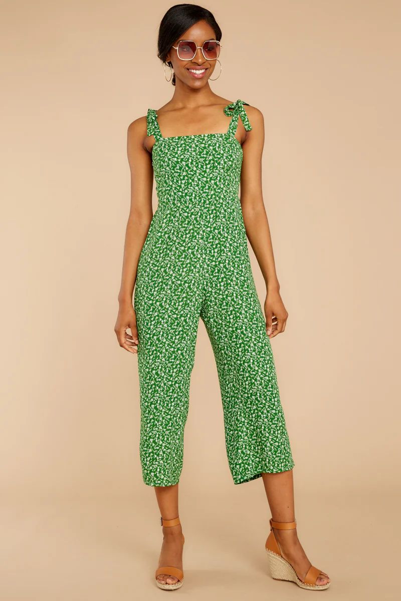 Always Growing Green Floral Print Midi Jumpsuit | Red Dress 