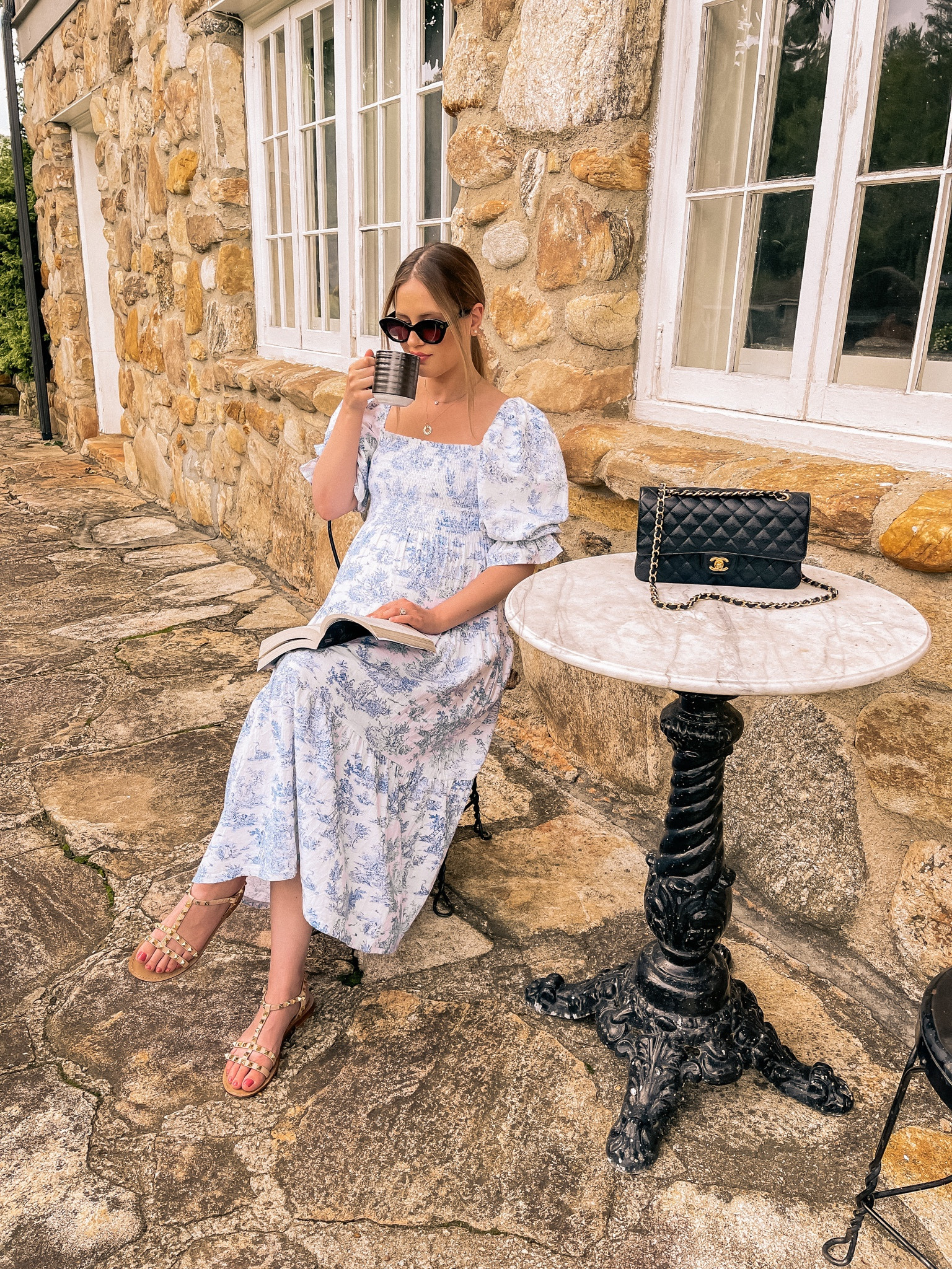 Bump style, baby shower blue smocked dress, Chanel bag, cat eye sunglasses. Also perfect for postpartum. 

#LTKbump #LTKbaby #LTKstyletip