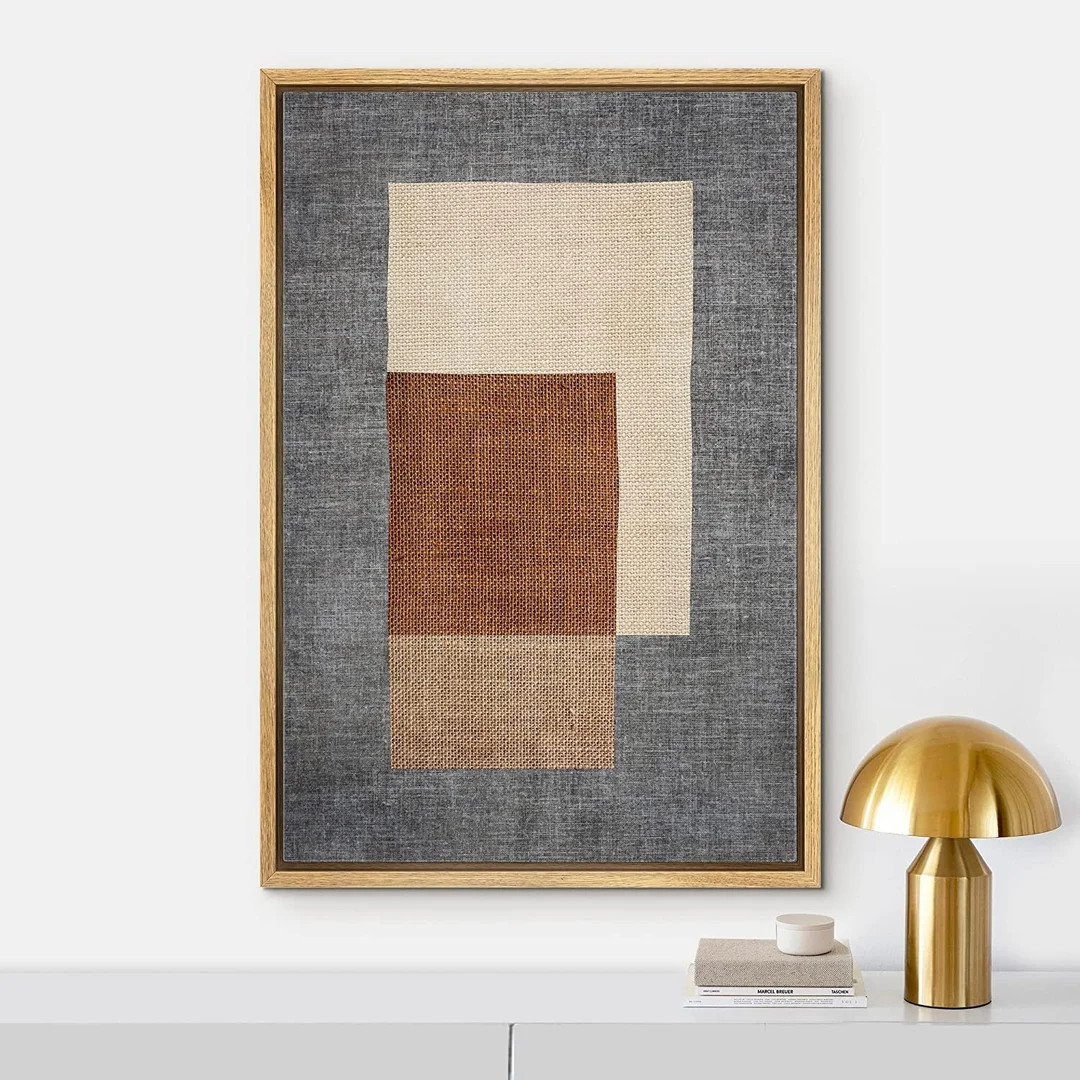 SIGNWIN Framed Canvas Print Wall Art Brown & Blue Blocks Abstract Geometric Illustrations Mid Cen... | Etsy (US)