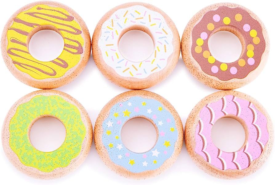 New Classic Toys 10629 Wooden Pretend Play Kids Donuts Set Cooking Simulation Educational Color P... | Amazon (US)