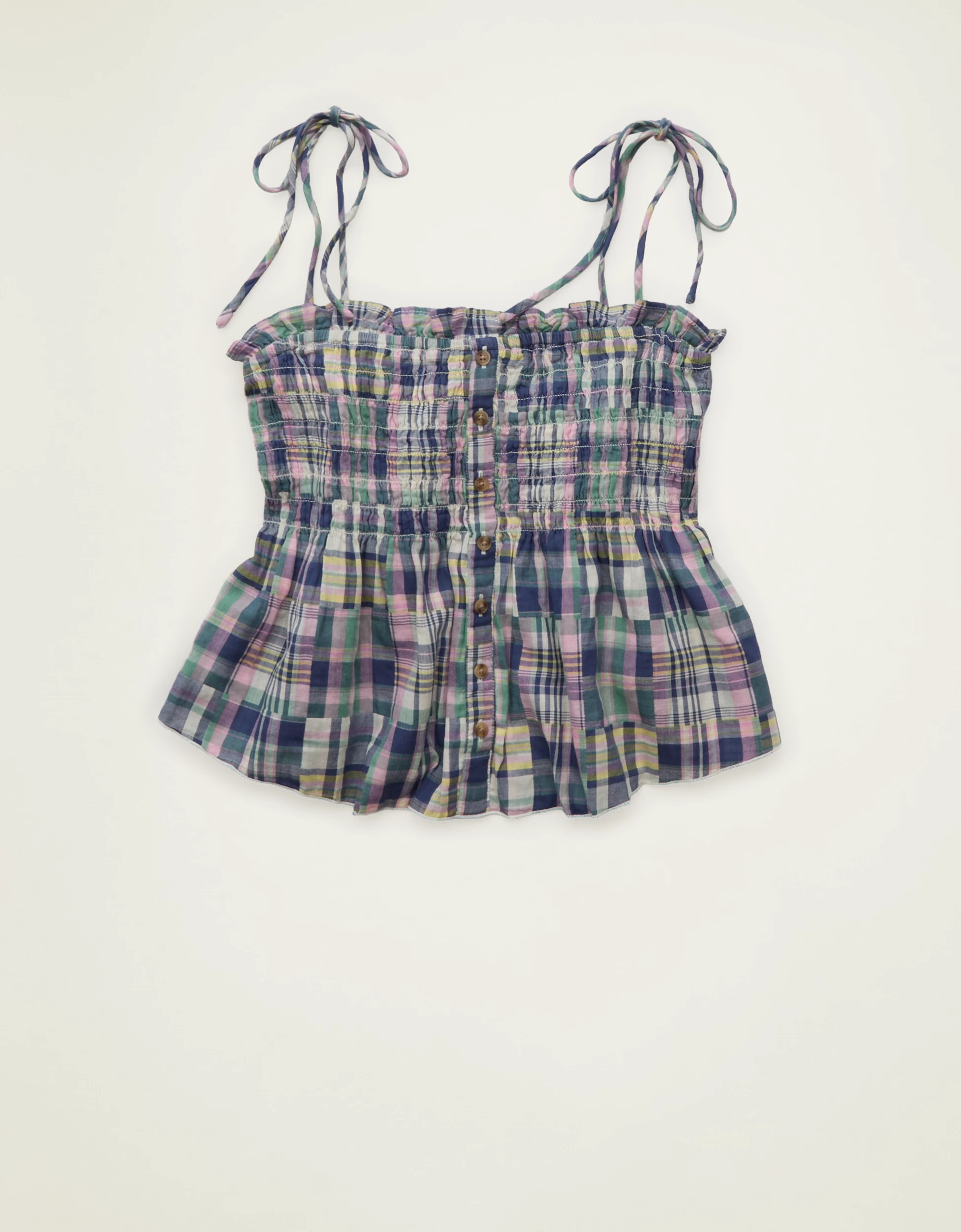 AE Smocked Button-Up Cami | American Eagle Outfitters (US & CA)